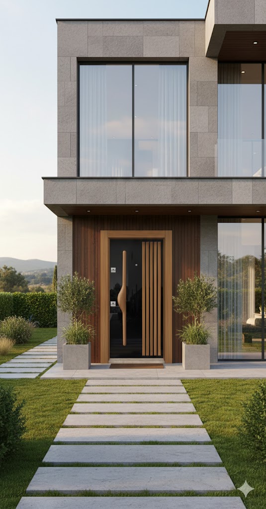 Elegance Wood & Glass Pivot Giriş Kapısı
