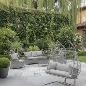 Silverline Garden Loft – Premium Antrasit & Açık Gri Bahçe Oturma Grubu